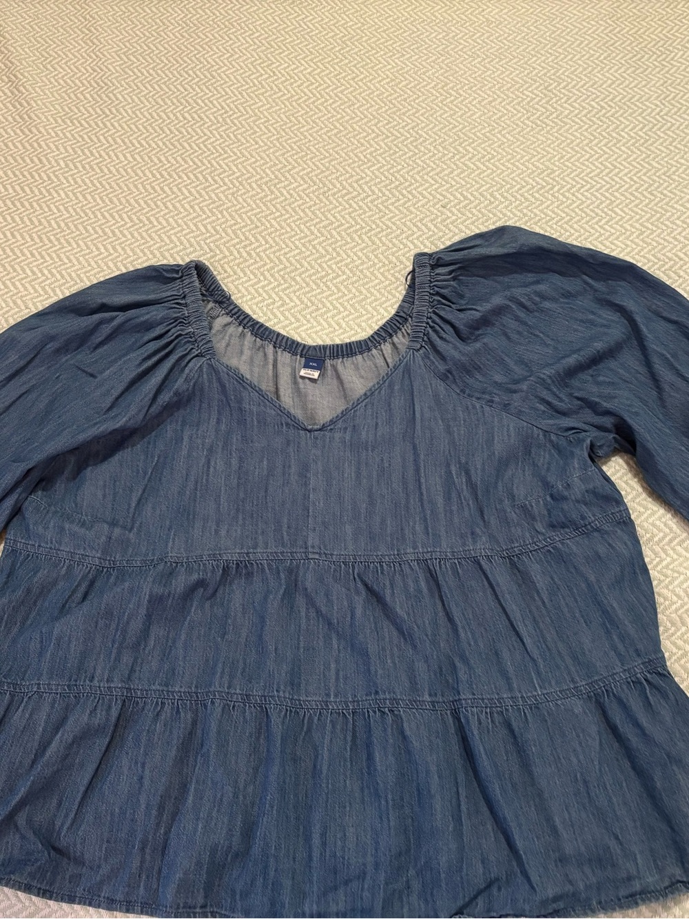 Old Navy Denim-Style Tiered Peasant Top in Blue